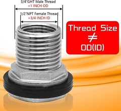 SS304 Stainless Steel Bulkhead Fitting 1/2″ NPT Female 3/4″ GHT Male Garden Hose