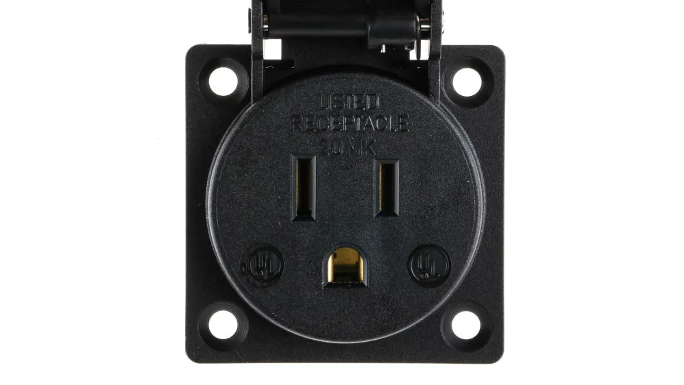 15A 125v Panel Socket IP20 ABL Sursum UL12500 50mm Plastic Mains 2P+E Electrical