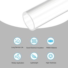 Acrylic Pipe Clear Rigid Round Plastic Tube 19mm(3/4 Inch) ID 23mm OD 10″