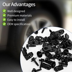 50Pack M6-1.0 U Clips Automotive Kit with Speed Nuts and Screw Clips – Universal