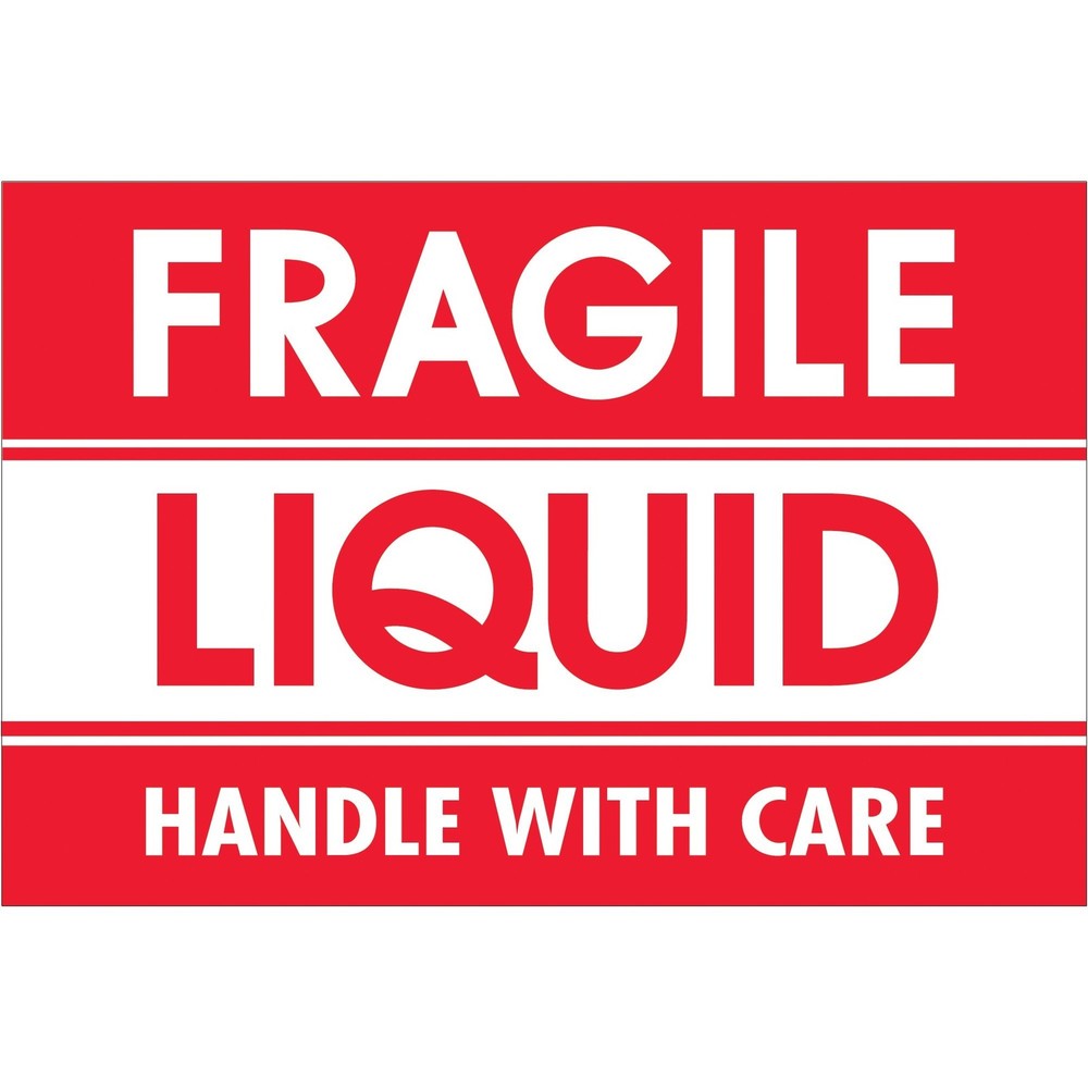 Tape Logic Aviditi Tape Logic 2″ x 3″,”Fragile Liquid Handle with Care” Red/W…