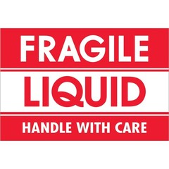Tape Logic Aviditi Tape Logic 2″ x 3″,”Fragile Liquid Handle with Care” Red/W…