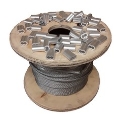 7 x 19 Galvanized Aircraft Cable Wire Rope 3/16″ 500 ft with Aluminum Sleeves