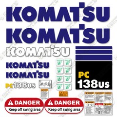 Fits Komatsu PC138US-2 Decal Kit Midi Excavator Decals PC 138 US 2 Stickers