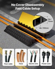 VEVOR Cable Protector Ramp Rubber Cord Cover 22000 lbs/axle Capacity 2 Channel