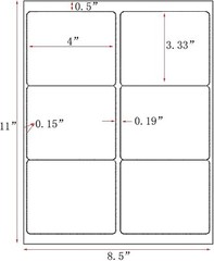 3 1/3″ x 4″ Address Shipping Labels Laser Ink Jet Self Adhesive 6 Per Sheet 6-UP