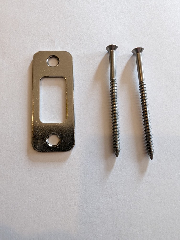 NEW SCHLAGE DEADBOLT REINFORCER STRIKE PLATE (3″ SCREWS) 1-1/8″ X 2-3/4″ NICKEL