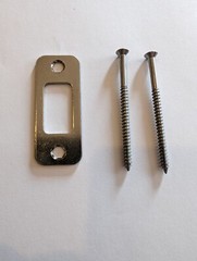 NEW SCHLAGE DEADBOLT REINFORCER STRIKE PLATE (3″ SCREWS) 1-1/8″ X 2-3/4″ NICKEL