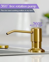 Soap Dispenser for Kitchen Sink Brushed Gold, Built in Stainless Steel Kitchen