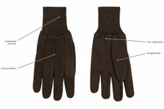 12 PR. 8 Oz. Brown Cotton Jersey General Purpose Gardening Work Gloves, Large