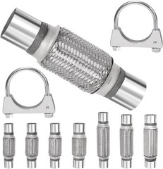 3Pcs 2.5 X 6 Inches Exhaust Flex Pipe with 2.5 Inches Exhaust U Clamp Kit, Unive