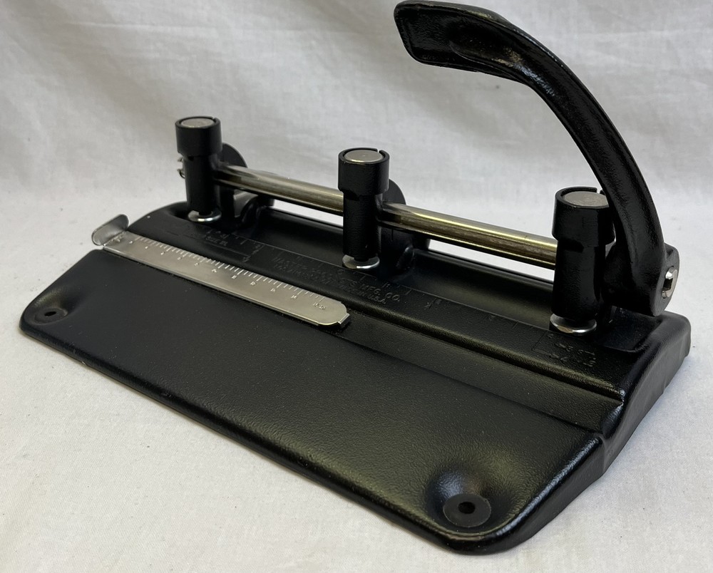 Master Hole Punch 5325B Heavy-Duty 3-Hole Punch Black All Metal Made in USA