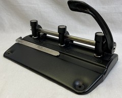 Master Hole Punch 5325B Heavy-Duty 3-Hole Punch Black All Metal Made in USA