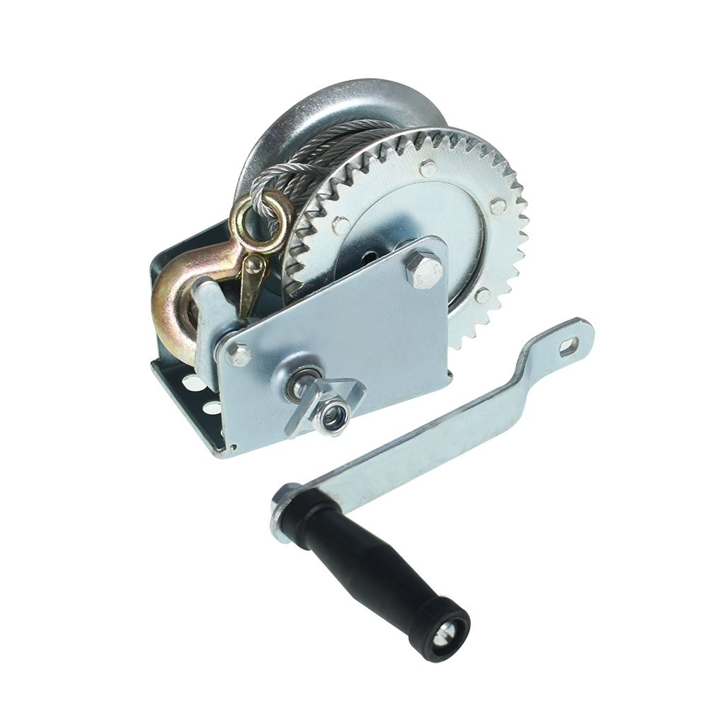 Heavy Duty Crank Winch 1500lbs Winch Hand Winch Gear Winch W/32FT Wire Rope US