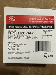 GE THQL1120PAF2 20A 120/240V 1-Pole Plug-On Neutral AFCI Breaker