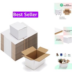 6x4x4 Shipping Boxes 50 Pack, White Cardboard Boxes Kraft Corrugated Mailer B…