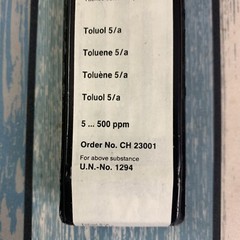 Drager CH 23001 Toluene Short-Term Detector Tubes 5/a (10 Tubes) NEW & SEALED!