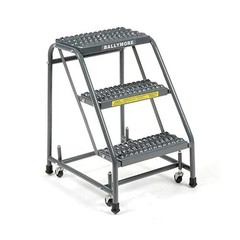 Ballymore 318G Grip 16″ W 3 Step Steel Rolling Ladder 10″ D Top Step