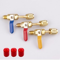 3PCS Durable Brass Air Conditioning Shut Valve Accessories For AC Charging Hoses