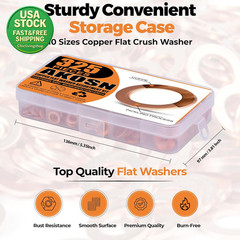 325 PCS Copper Metric Sealing Crush Washers Assortment 10 Sizes M5 M6 M8 M10