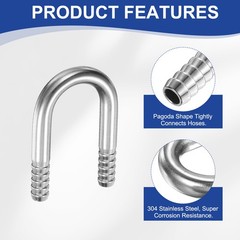 U Shaped Hose Barb Fitting 3/8″ (10mm) OD 304 Stainless Steel U-Joint Connector]