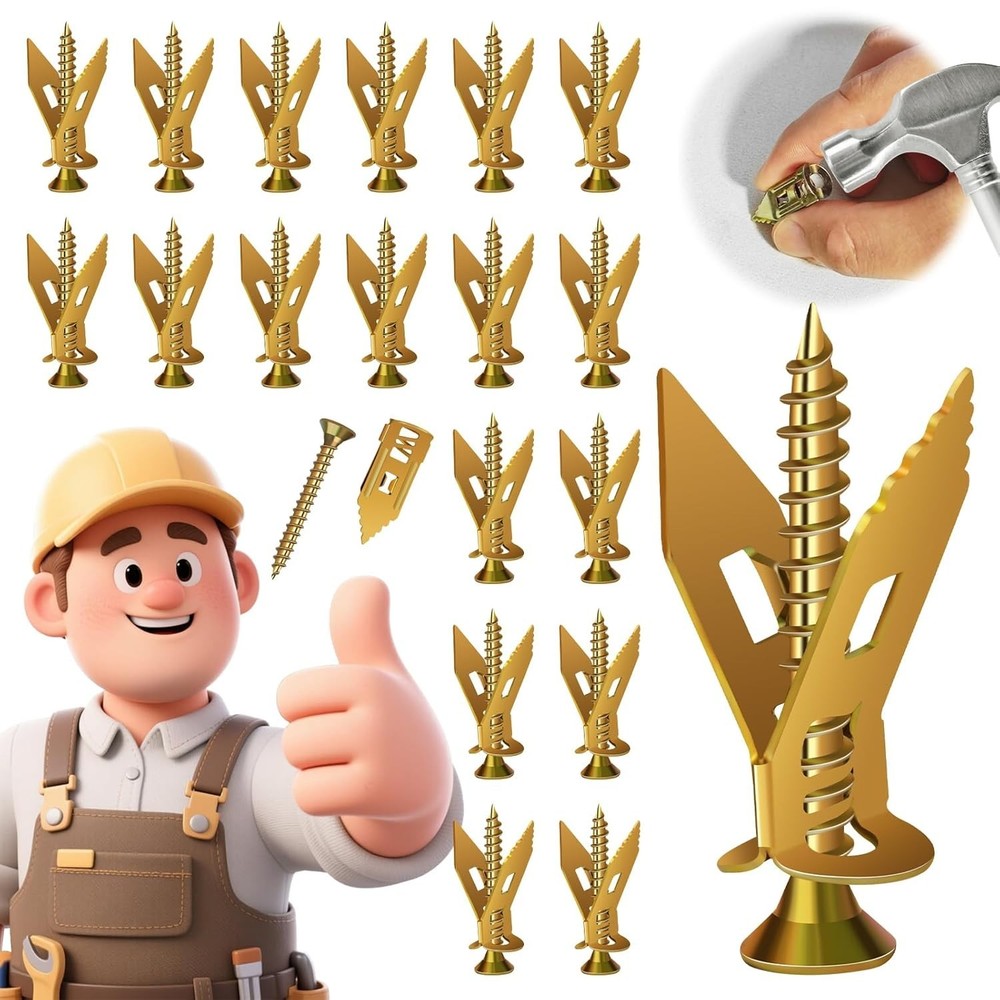 200PCS Self Drilling Drywall Anchors w Screws Metal Expansion Holds Up to 100lbs