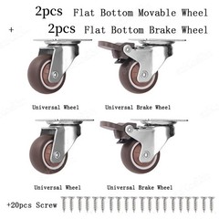 4 Pcs 4-Inch Black Locking Caster Wheels with Brake, Swivel Plate Casters