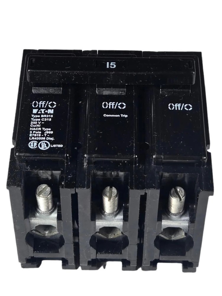 Eaton BR315 15A 3-Pole 240V 10kAIC Molded Case Circuit Breaker