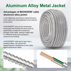 10FT 14/3 MC Cable with Ground – Pure Copper 14AWG Metal Clad Wire, 3 Conductor