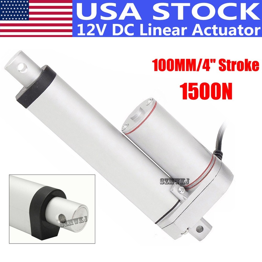 4″ Inch Linear Actuator 100mm Stroke 1500N 330 Pound Lift 12V DC Electric Motor