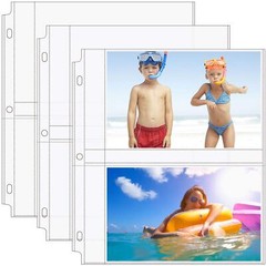 Photo Album Sleeves 2 Pocket 5 x 7 In Page Sheet Organizer 3 Ring Binder 30 Pack