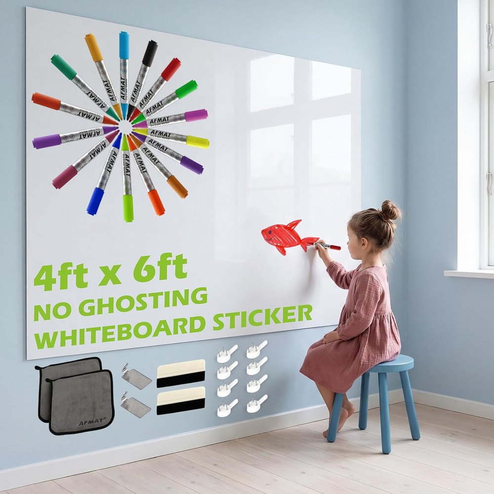 Whiteboard Sticker for Wall, 4X6Ft White Board Paper, Super Sticky Dry Erase Wal
