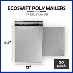 20 12×15.5 EcoSwift Poly Mailers Plastic Envelopes Shipping Mailing Bags 1.7MIL