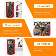 LCD Digital Multimeter Voltmeter Ammeter Ohmmeter Volt AC DC Tester Leads Meter