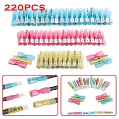 220pcs Waterproof Heat Shrink Spade Male & Female Wire Terminals Connectors Kit