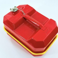 Vintage Blitz 2.5 Gallon Spare Fuel Tank Gas Can Red Metal w/ Yellow Tray