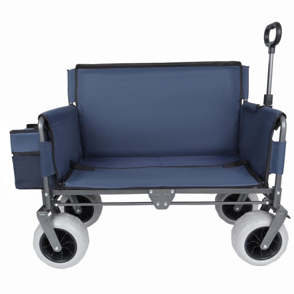 500lbs Heavy Duty 3-in-1 Folding Wagon Cart with Bench Seat & All-Terrain Wheels