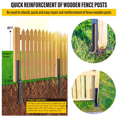Heavy Duty Steel Fence Post Repair Stakes, Fence Post Anchor Ground Spike, for R