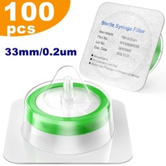 100pcs Lab PES STERILE Syringe Filter 33mm Diameter 0.22μm Pore Size Hydrophilic
