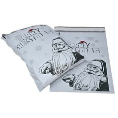 10×13 Merry Christmas from Santa Poly Mailers, Graphite Art Flat Self Seal Shir