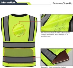 Multi-Pocket High Vis Safety Vest for Engineers & Security