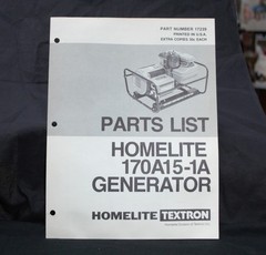 Homelite Generator Parts List Part No. 17239 Model 170A15-1A Illustrated