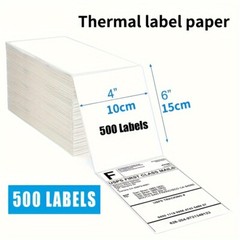 500-4000 Fanfold 4 x 6 Direct Thermal Labels White Perforated Shipping Labels