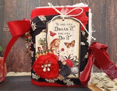 Junk journal handmade Alice in Wonderland Adventure notebook 6×5 in 200 pgs