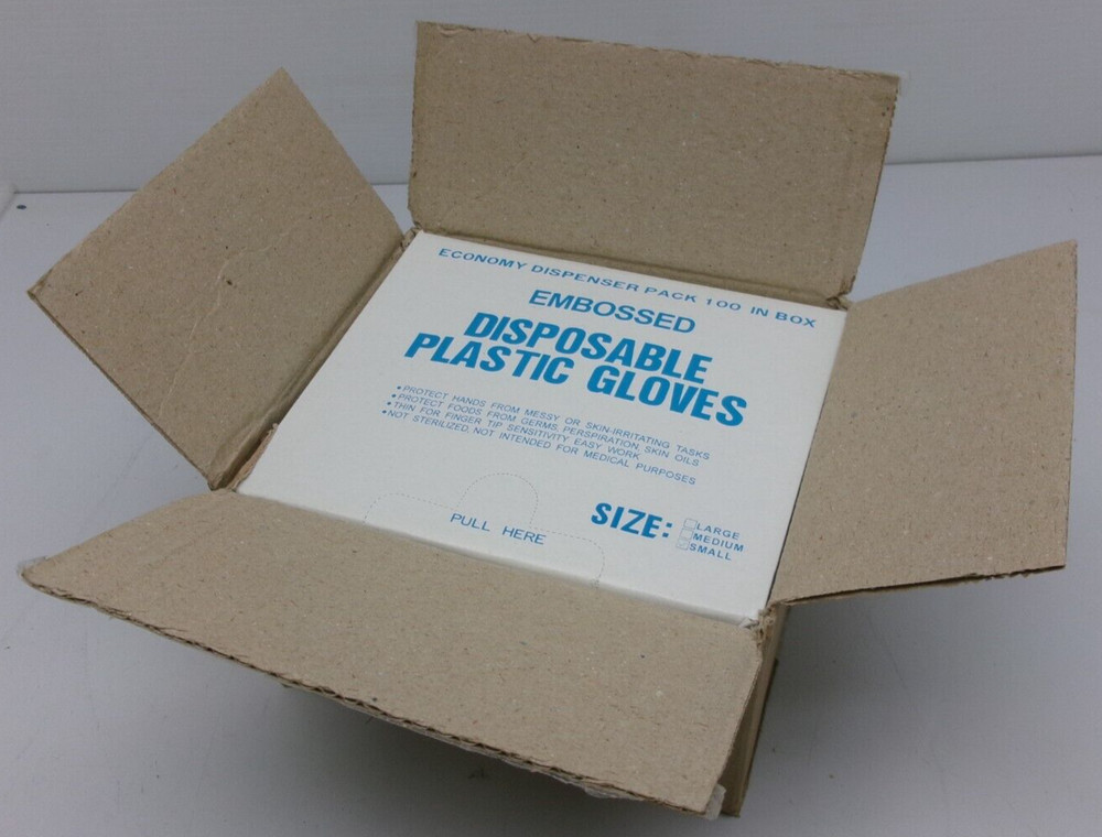 ONE (1) Case (1000 Gloves) EMBOSSED DISPOSABLE PLASTIC GLOVES Size SMALL #206UN