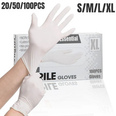 20/50/100PCS Disposable White Nitrile Gloves Household Cleaning Gloves Kitchen C