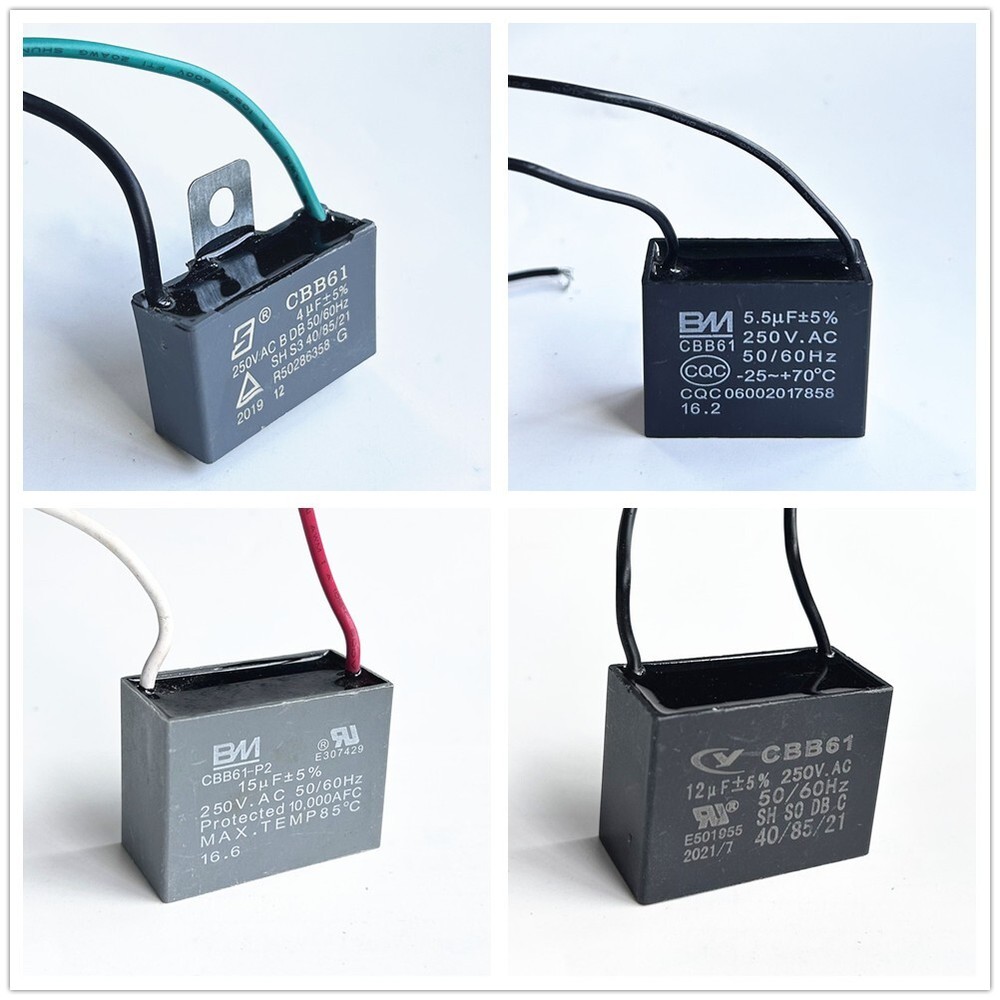CBB61 250V Capacitor 2 wires 1/2/3/3.5/4/5/6/6.5/7/8/9/10/12/15/18/20/25/30 UF