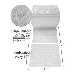 UBMOVE Large Bubble 12″ wide x 15′ feet Wrap 1/2″ Bubble Size Perf 12″