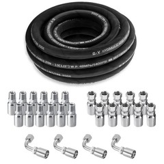 100 Feet 1/2″ HYDRAULIC HOSE WITH 24 FITTINGS TWO WIRE HOSE 40MPa / 5800 PSI NEW