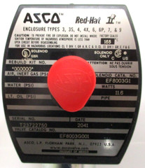 ASCO REDHAT, EF8003G001 , SOLENOID , 24-DC , LEADS FACTORY SEALED , SURPLUS